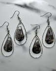 Teardrop Totem in Wire Halo Drop Earrings - Magpie Jewellery