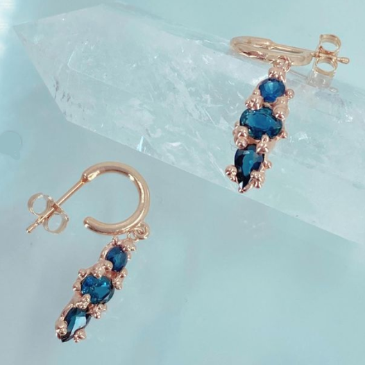 Blue Sapphire Hoop Studs - Magpie Jewellery