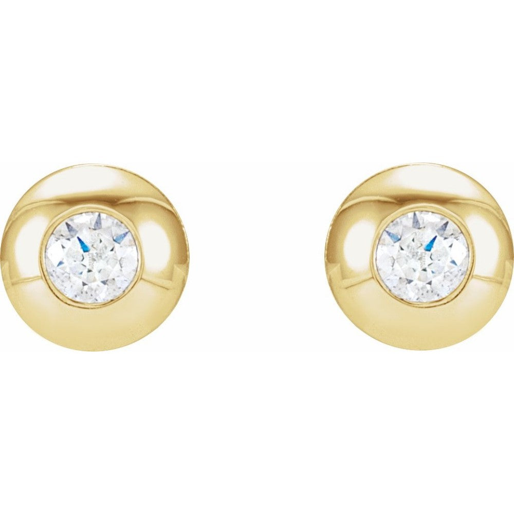 14k Domed Diamond Studs - Magpie Jewellery