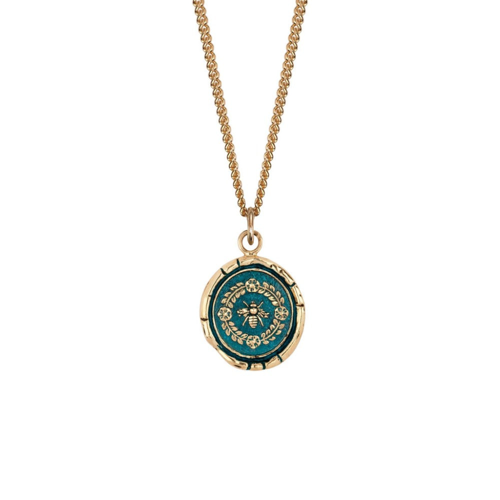 14k Gold Honeybee Signature Talisman - Mediterranean Blue - Magpie Jewellery