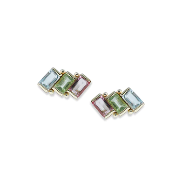 Cléo Triple Carré Baguette Studs | Magpie Jewellery