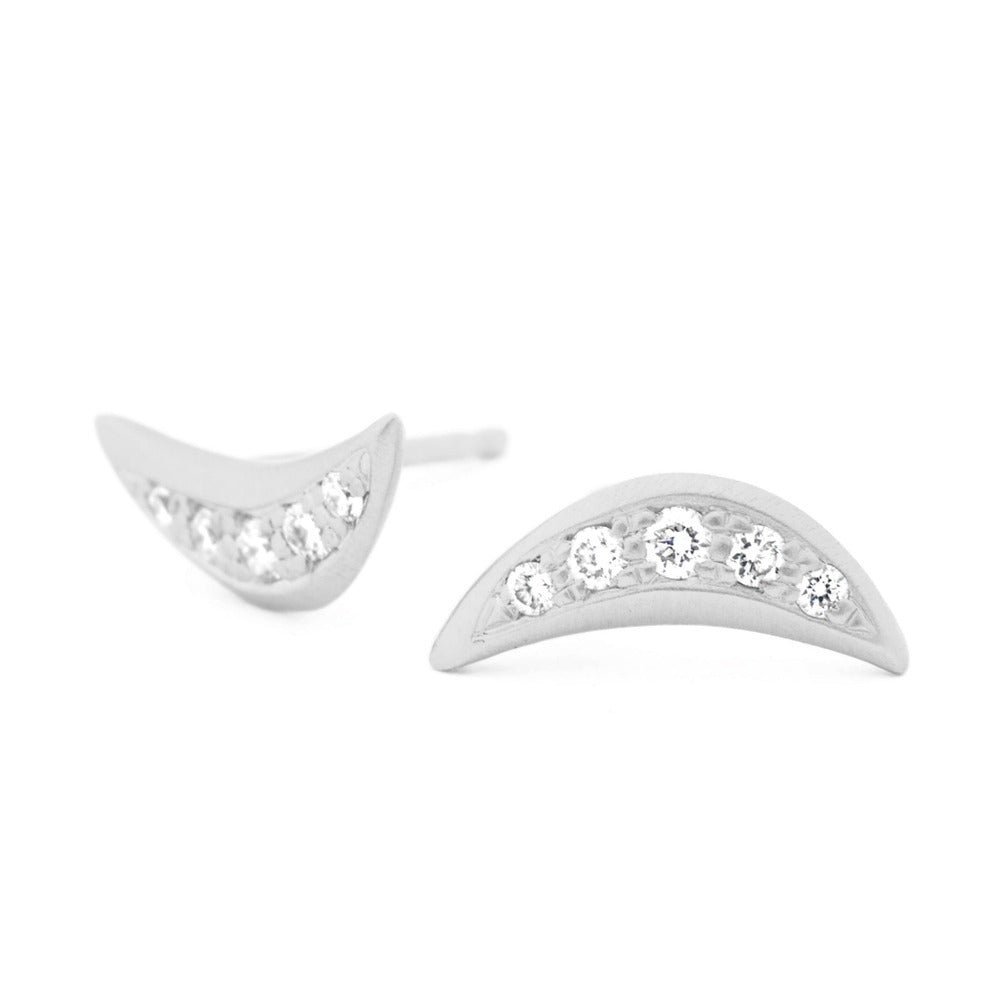 Crescent Flow Diamond Stud Earrings - Magpie Jewellery