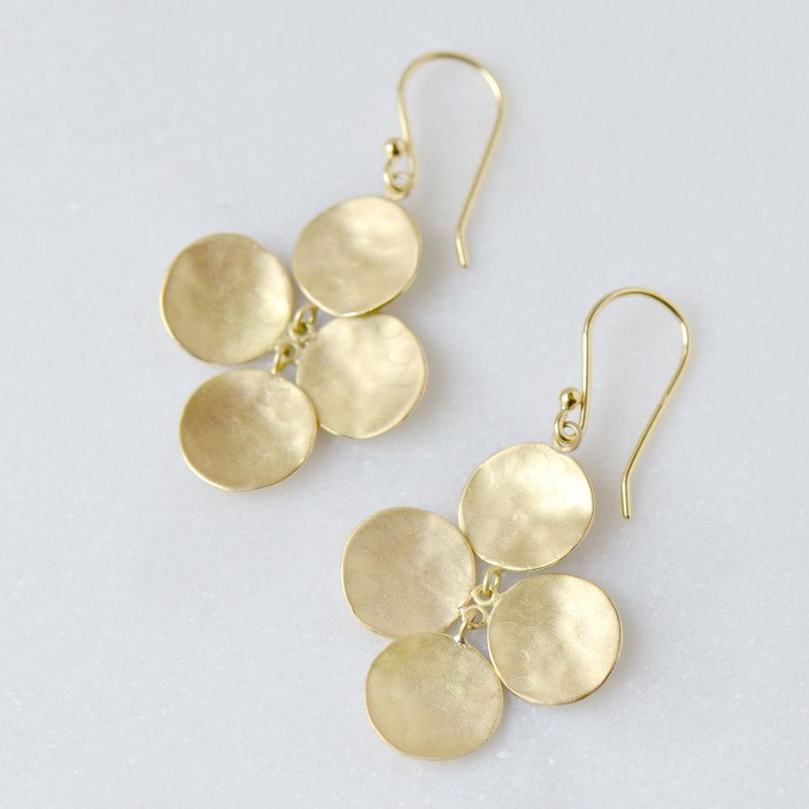 Concave Disc Charm Hook Earrings Yellow Gold | Magpie Jewellery