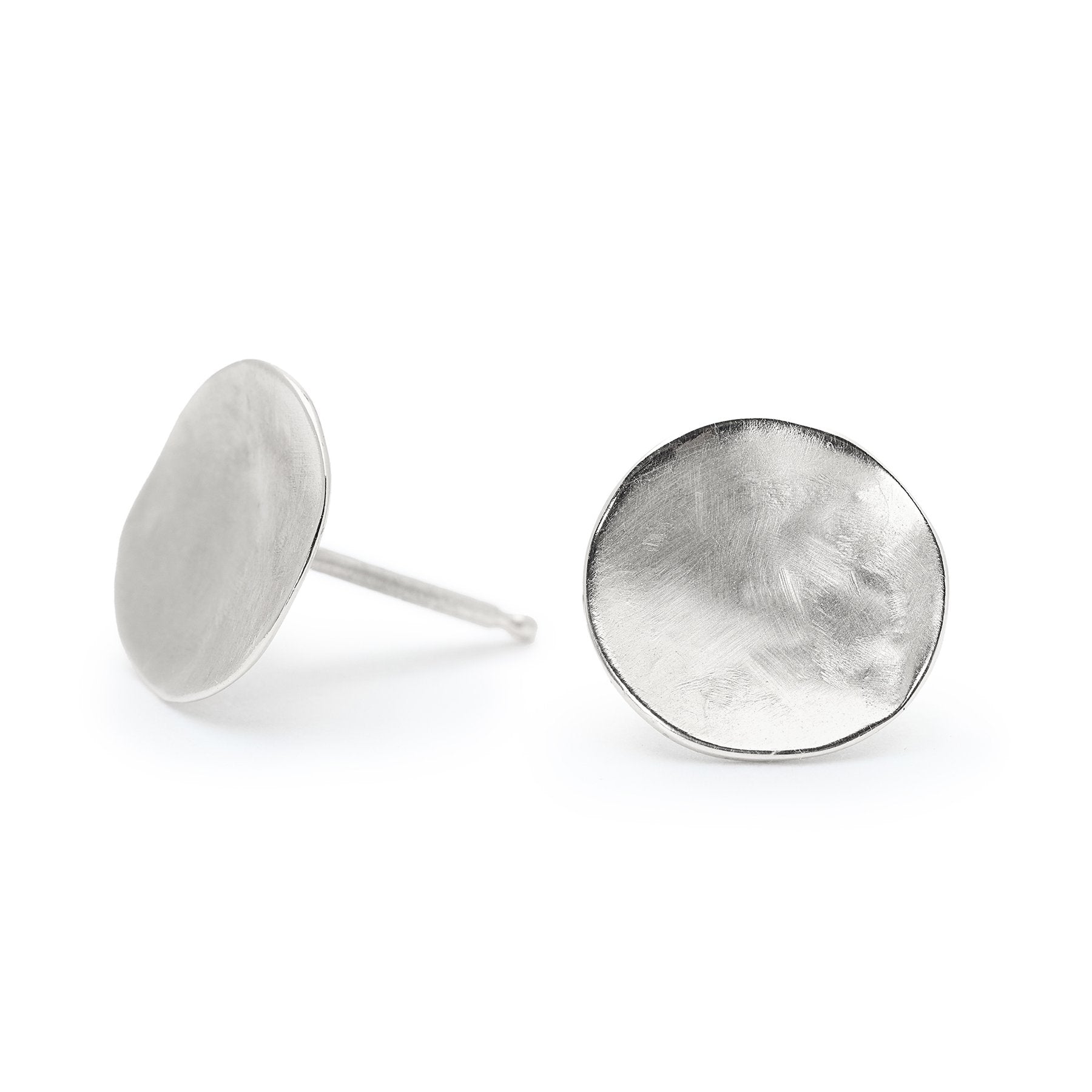 Hammered Concave Gold Disc Earrings - Magpie Jewellery