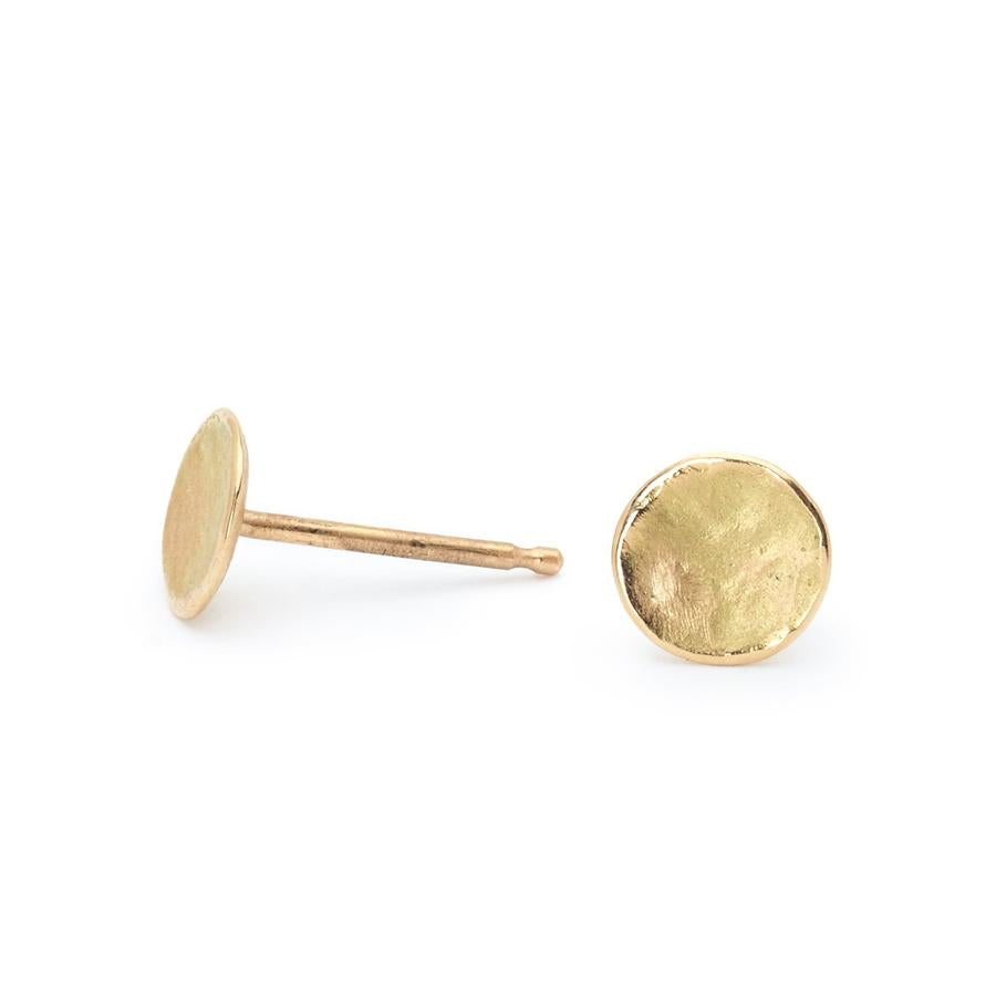 Delicate Hammered Disc Stud Earrings YG | Magpie Jewellery