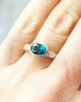 Emerging from the Sea Gold, Diamond & Blue Zircon Ring - Magpie Jewellery