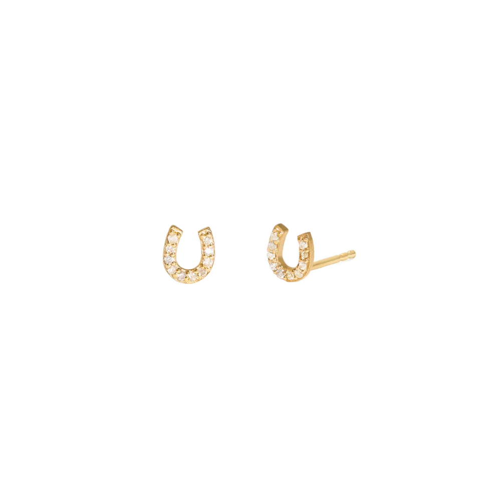 TINY HORSESHOE STUDS | 9K GOLD &amp; DIAMOND | Magpie Jewellery