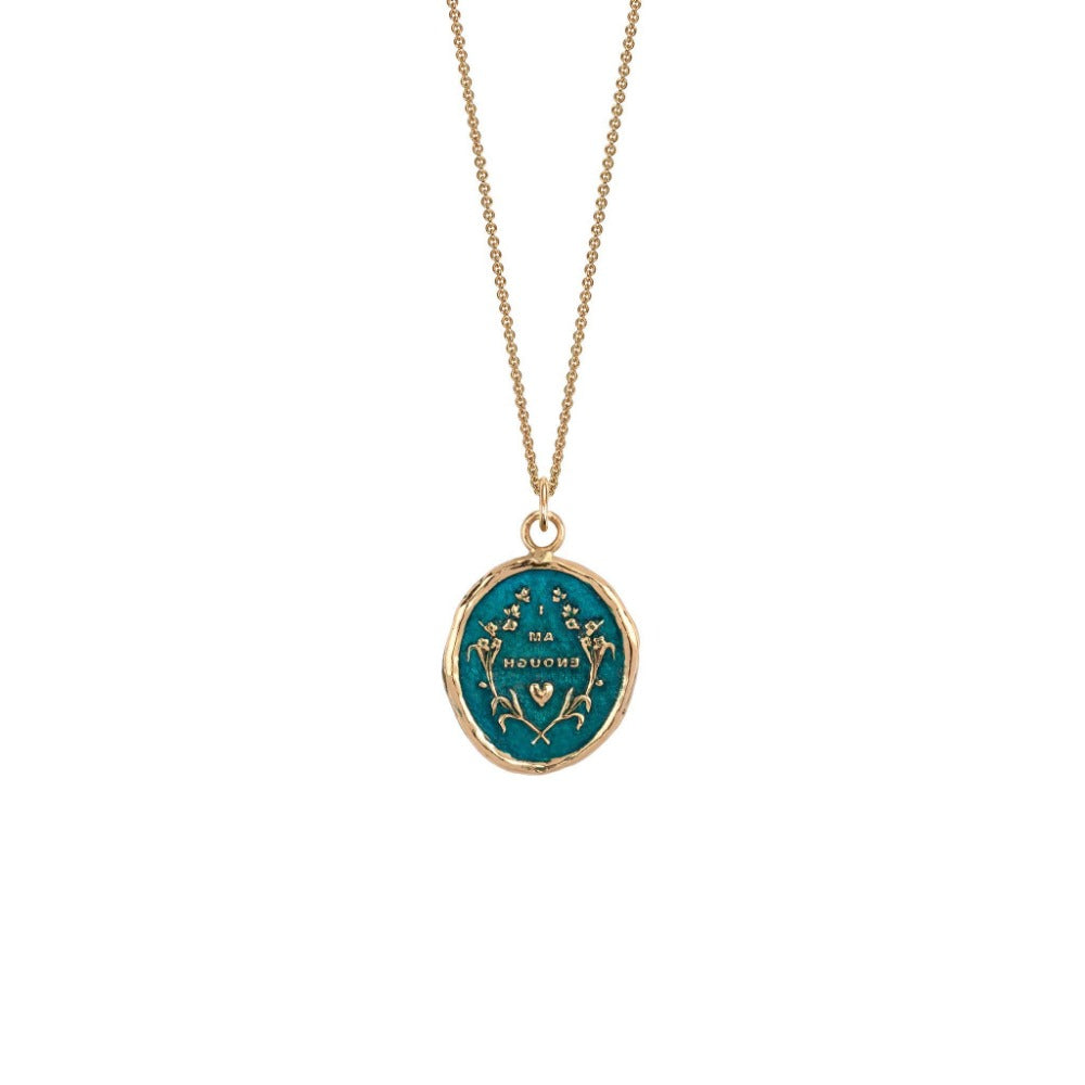 14k Gold I Am Enough Talisman - Mediterranean Blue - Magpie Jewellery