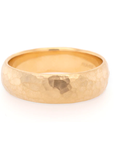 18K Yellow Gold Hammered Texture Band - 6mm | Magpie Jewellery