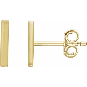 14k Gold Vertical Bar Studs - Magpie Jewellery