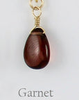 Gold Fill Gemstone Solo Necklace | Magpie Jewellery | Yellow Gold | Garnet | Labelled