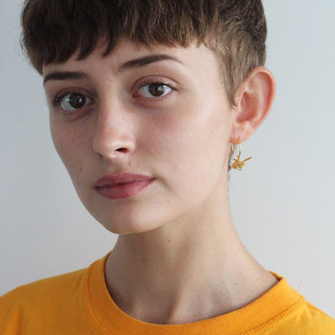 Flying Bee with Pearl Hoop Earrings | Magpie Jewellery