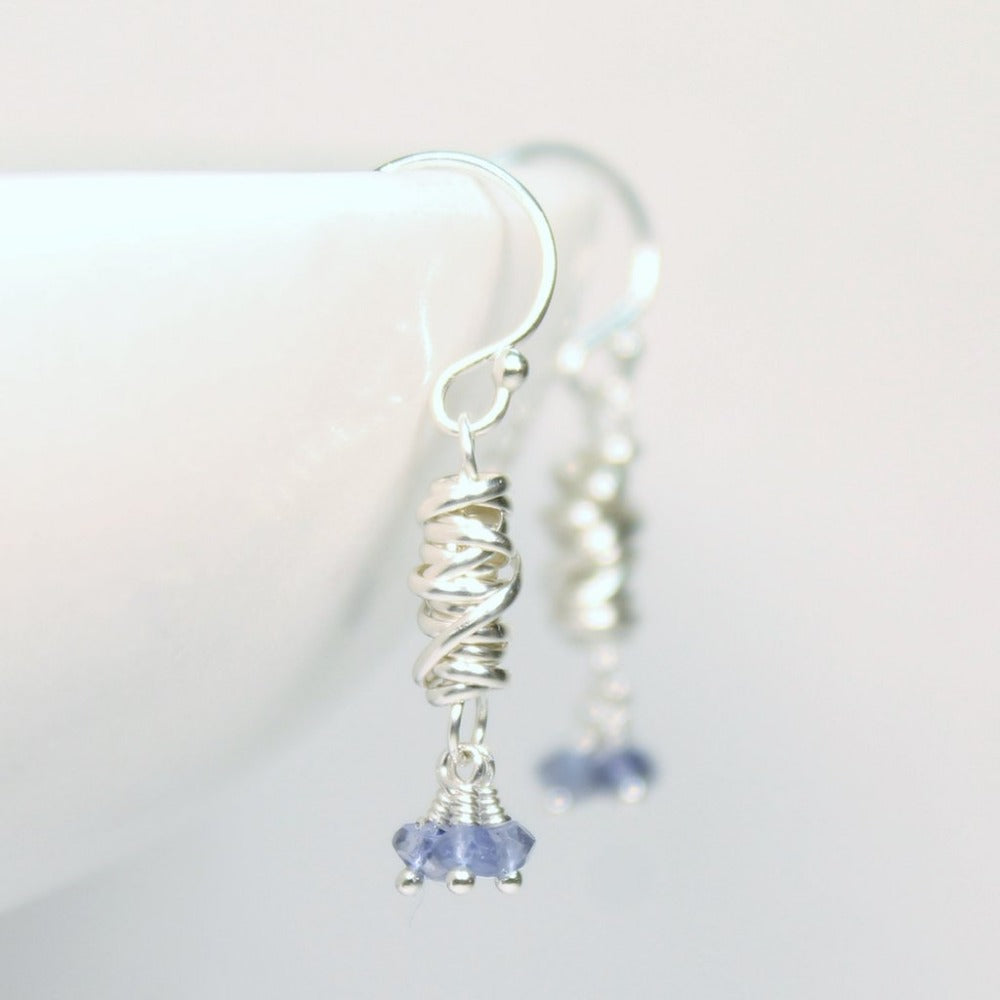 Silver Micro-Twist and Gemstone Earring | Magpie Jewellery | Iolite