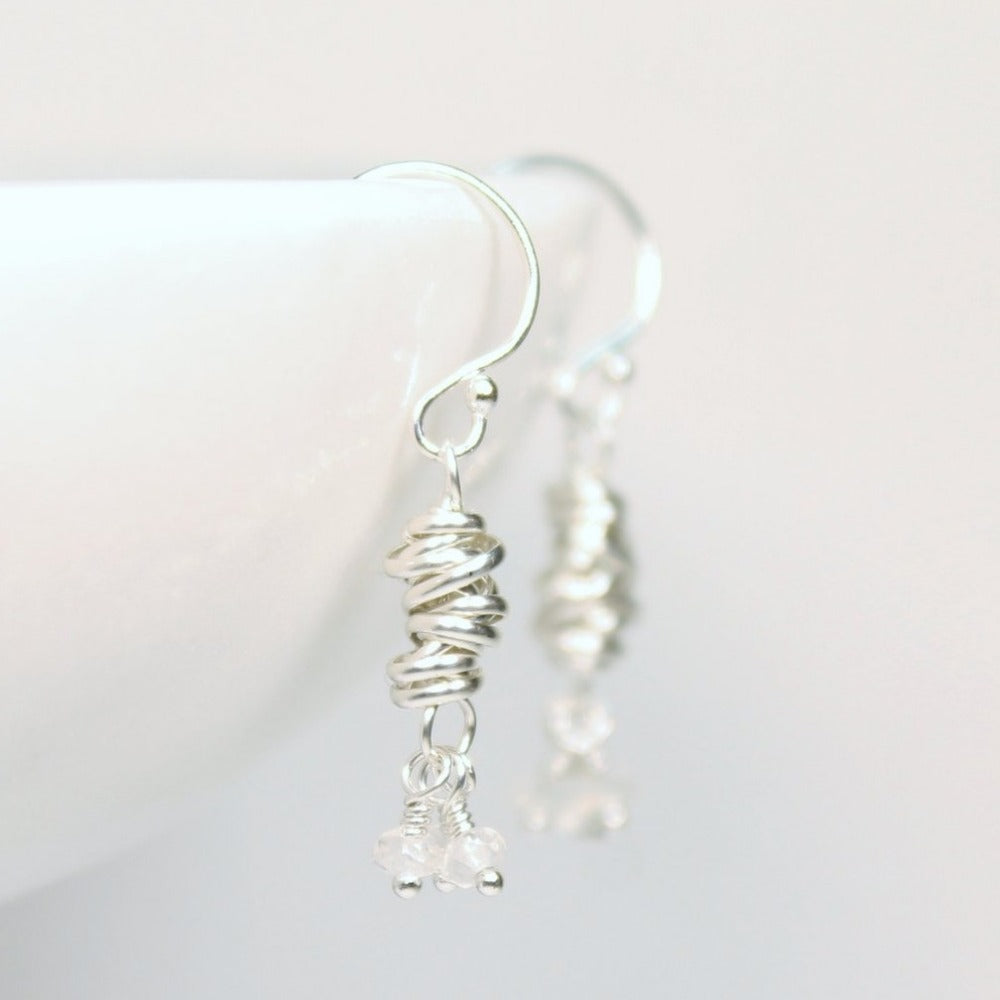 Silver Micro-Twist and Gemstone Earring | Magpie Jewellery | Moonstone