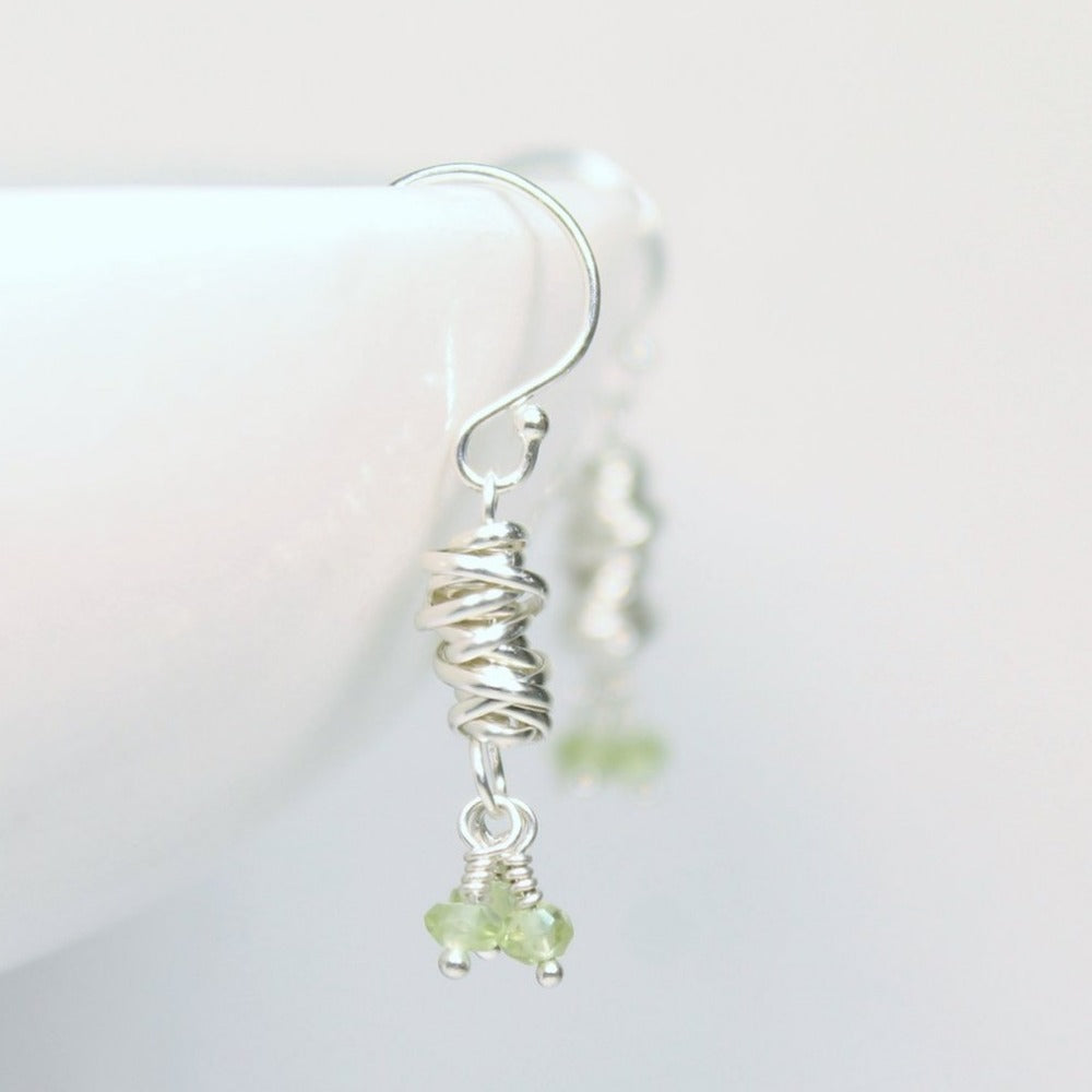 Silver Micro-Twist and Gemstone Earring | Magpie Jewellery | Peridot