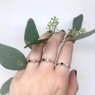 Moonstone & Black Spinel Ring - Magpie Jewellery