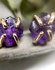 Raw Amethyst Stud Earrings - Magpie Jewellery