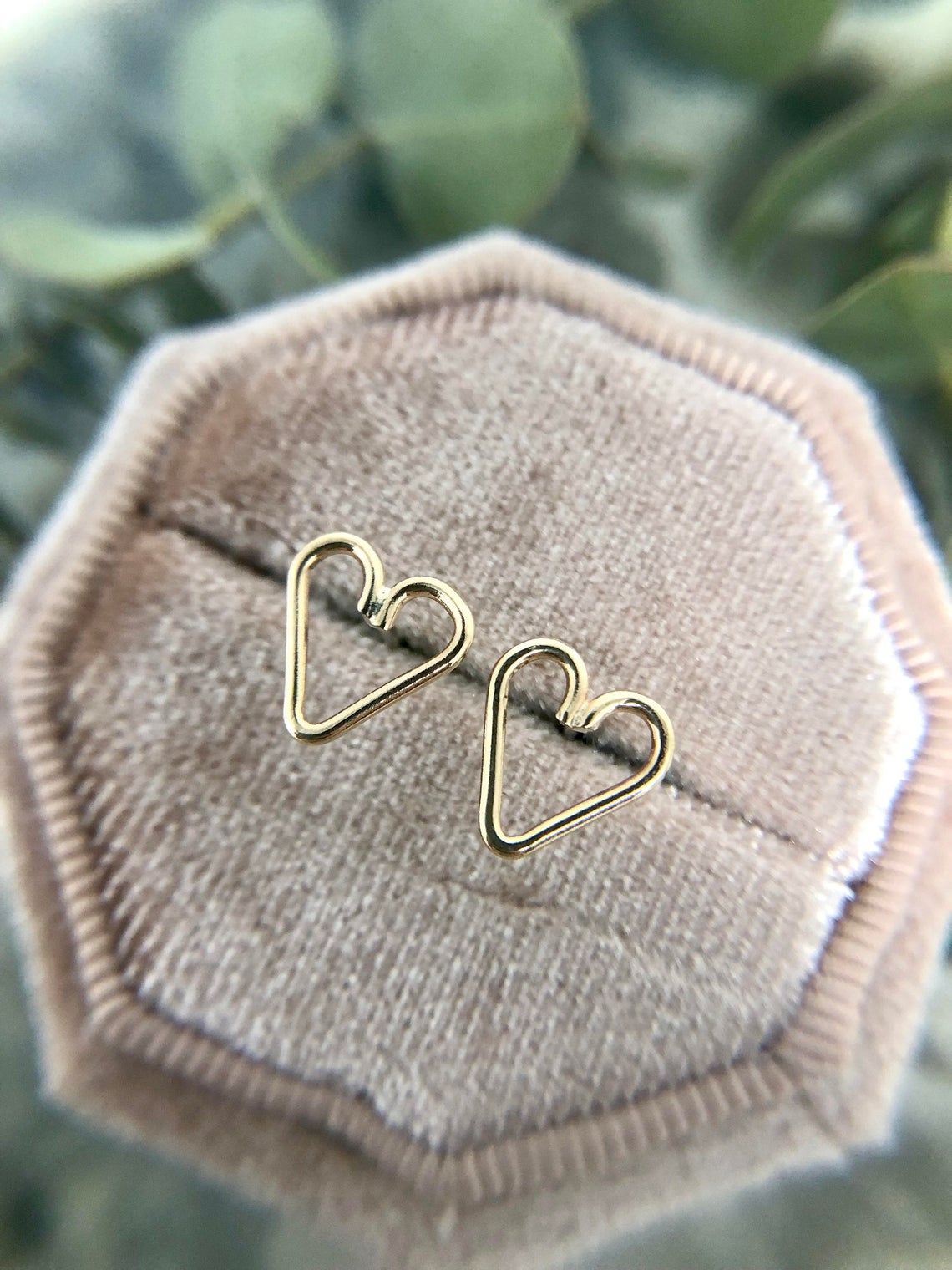 Wire Heart Studs | Magpie Jewellery | 14k Gold