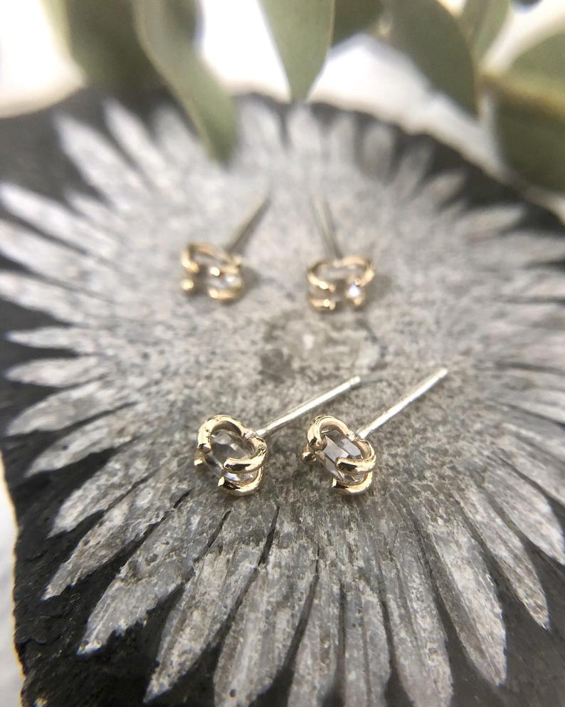 Herkimer Diamond Studs | Magpie Jewellery | Gold-Fill