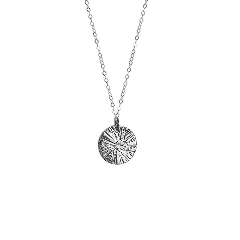 Small Medallion Necklace - Faceted texture - sterling silver | Magpie Jewellery | Silver
