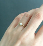 4mm White Diamond Hexagon Ring | Magpie Jewellery