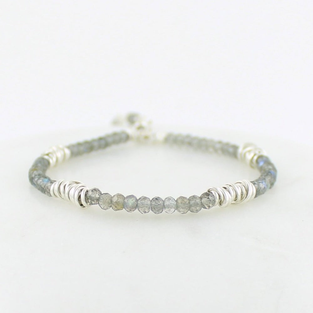 Silver Twist Stacking Bracelet | Magpie Jewellery | Labradorite