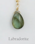 Gold Fill Gemstone Solo Necklace | Magpie Jewellery | Yellow Gold | Labradorite | Labelled