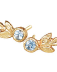 Triple Leaf Gold Earrings with Blue Sapphires | Magpie Jewellery