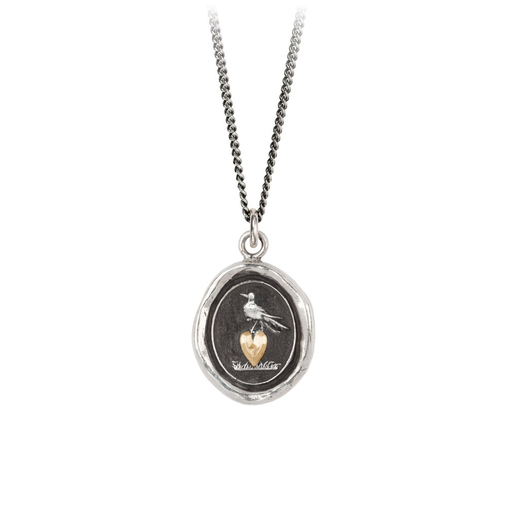 Martlet &amp; Heart 14k Gold on Silver Talisman - Magpie Jewellery