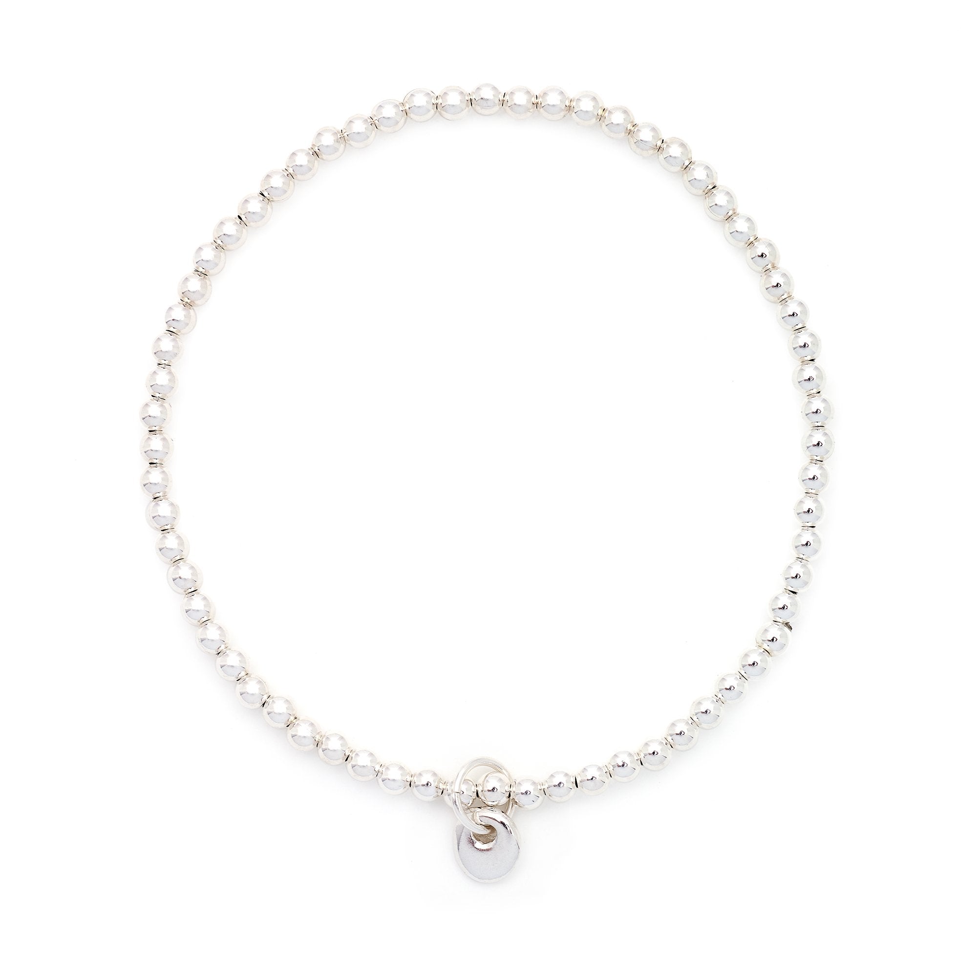 Medium Silver Stretchy Beaded Bracelet - Magpie Jewellery