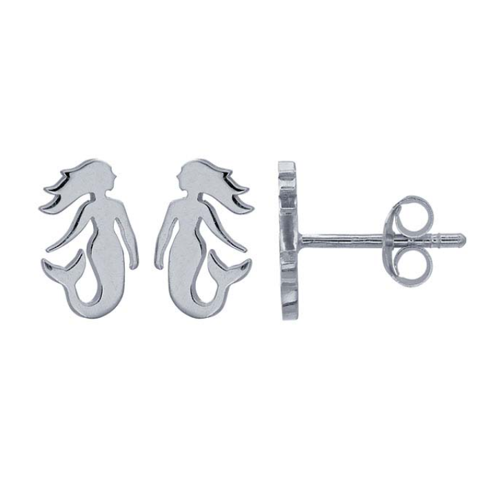 Silver Mermaid Stud Earrings - Magpie Jewellery
