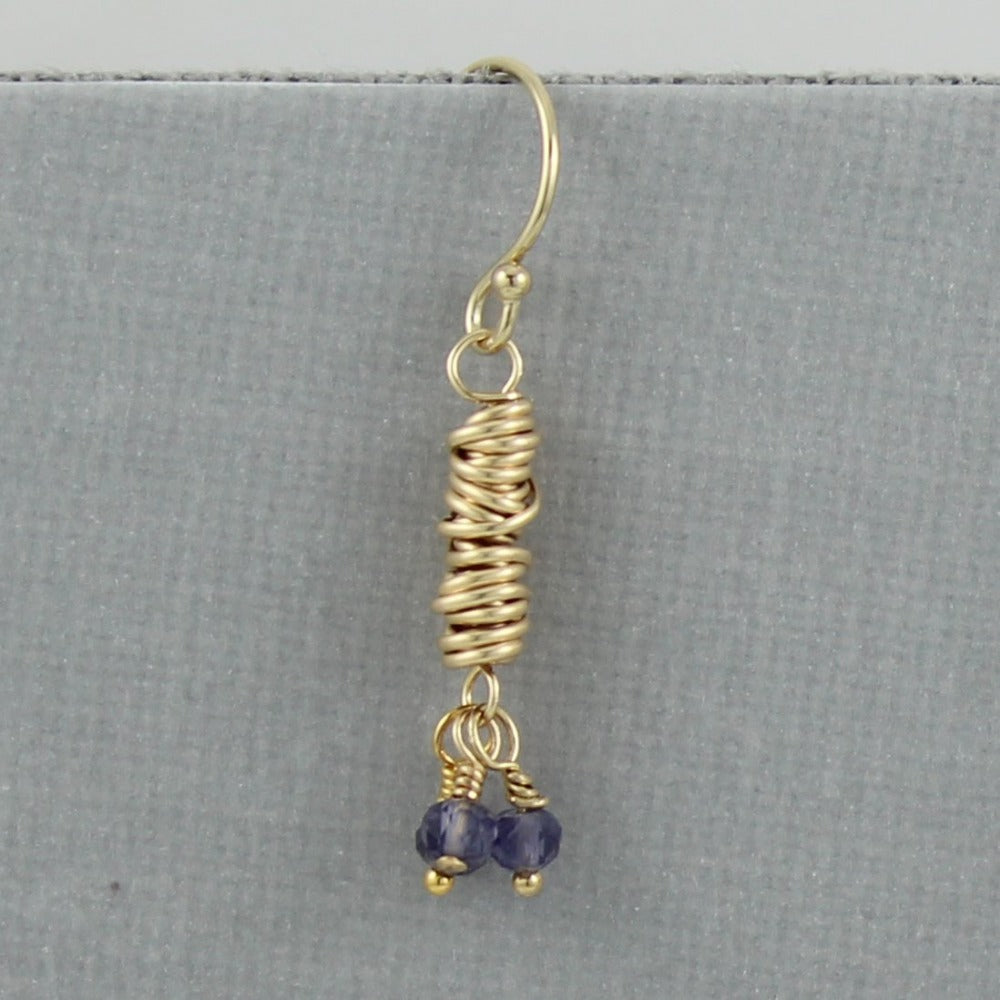 Gold Micro-Twist and Gemstone Earring - Magpie Jewellery