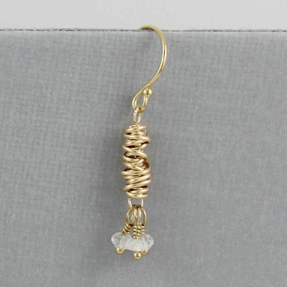 Gold Micro-Twist and Gemstone Earring - Magpie Jewellery