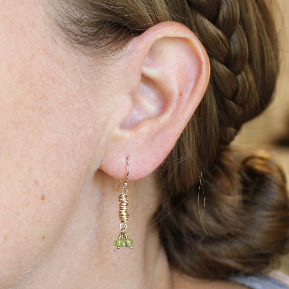 Gold Micro-Twist and Gemstone Earring - Magpie Jewellery