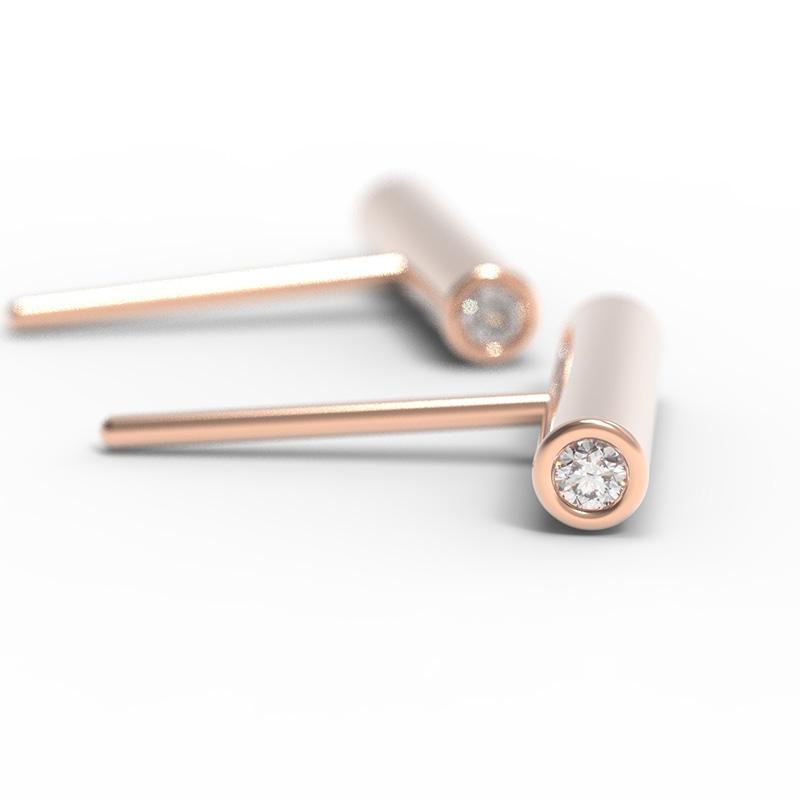 &quot;Minimalist&quot; Line Studs - Canadian Diamonds- 14K Gold - Magpie Jewellery