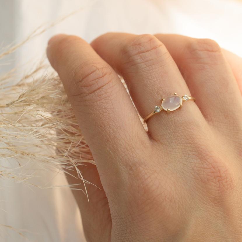 Moonstone &amp; Diamond Ring - Magpie Jewellery