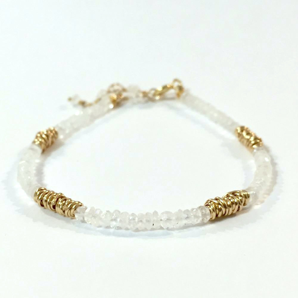 Gold Twist Stacking Bracelet | Magpie Jewellery | Yellow Gold | Moonstone