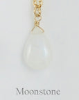 Gold Fill Gemstone Solo Necklace | Magpie Jewellery | Yellow Gold | Moonstone | Labelled
