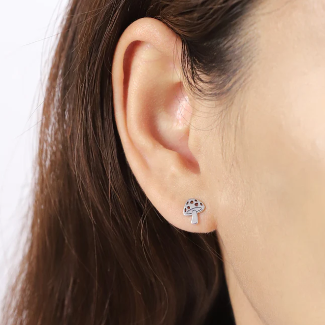 Silver Mushroom Stud Earrings - Magpie Jewellery