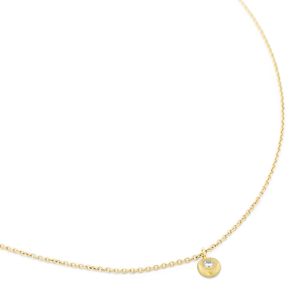 Gold Diamond Button Necklace - Magpie Jewellery