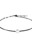 Black Linen Cord Gold Disc Choker Necklace - Magpie Jewellery