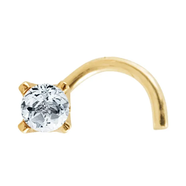 14k Gold Curved Nose Stud with .03ct Diamond