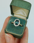 Vintage Rosetta with  1.54ct Teal Green Sapphire - Magpie Jewellery