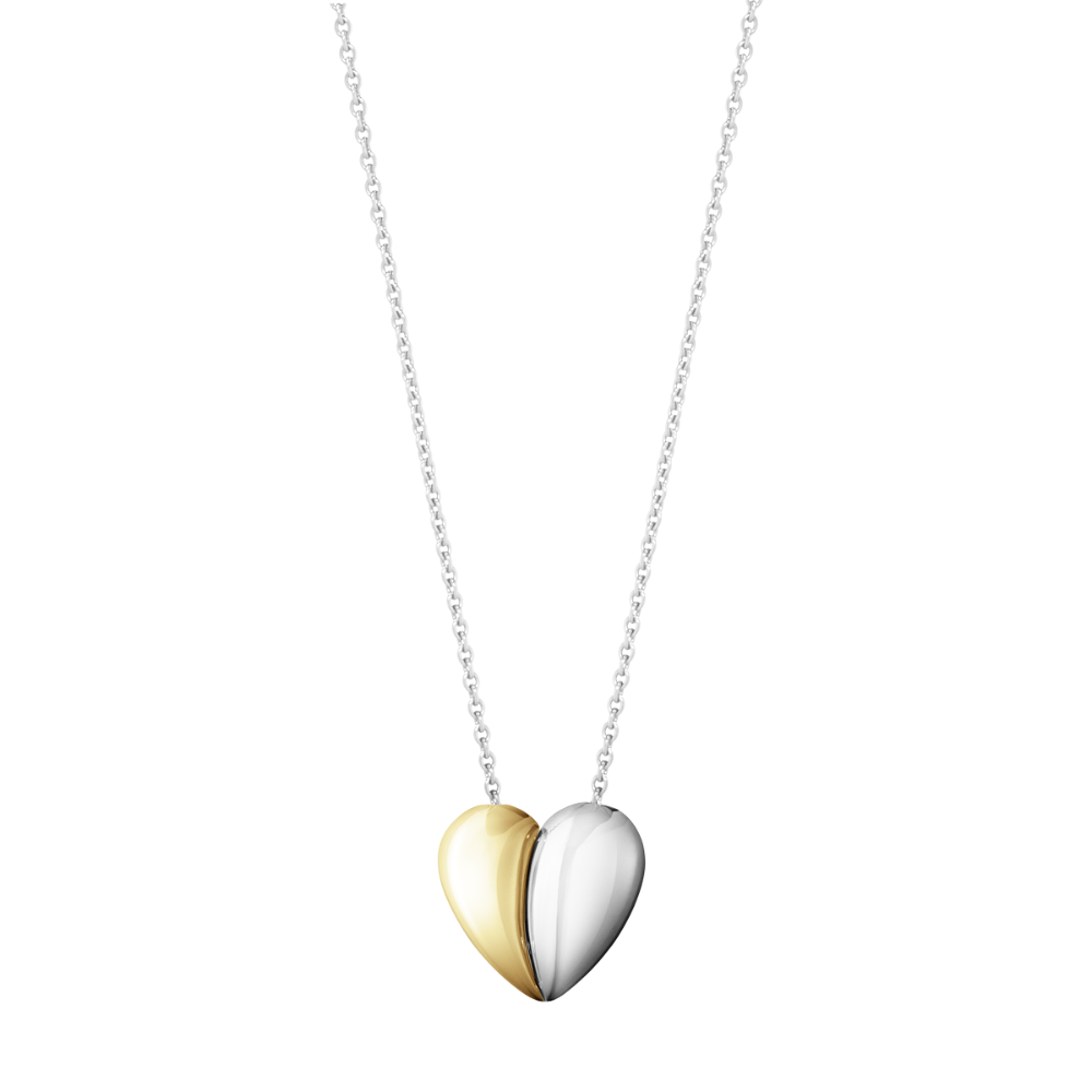 Two Halves Hearts of Georg Jensen Necklace - 18K and Sterling Silver - Magpie Jewellery