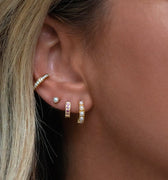 Pave Mini Huggies- Pink Sapphire | Magpie Jewellery