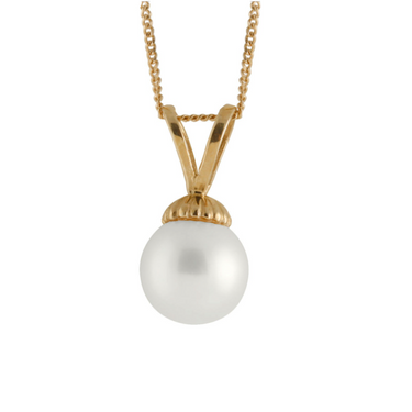 Gold Necklace with White Pearl Drop - Magpie Jewellery