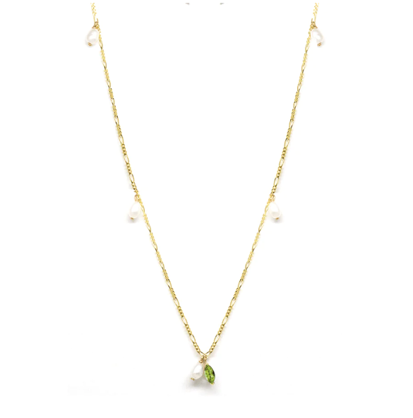Marquise Gem Keshi Pearl Dangle Necklace - Magpie Jewellery