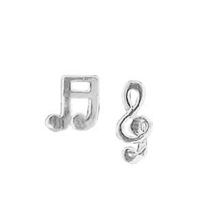 Asymmetrical Music Note &amp; Treble Clef Studs - Magpie Jewellery