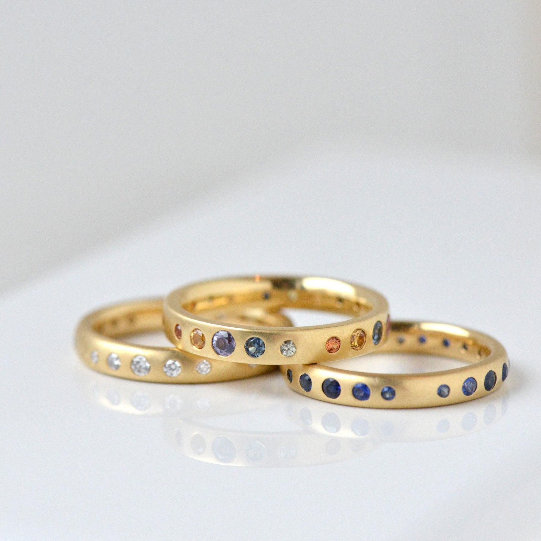 Multi-Colour Gypsy Set Sapphire Band - Magpie Jewellery