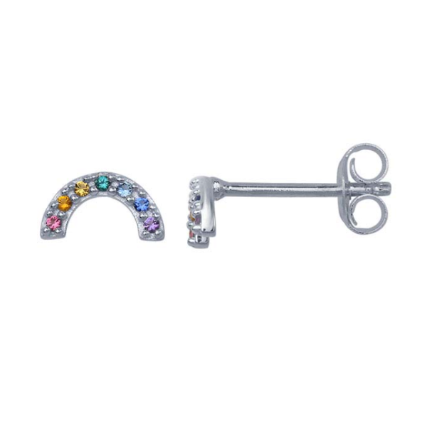 Silver Rainbow Nanogem Stud Earrings - Magpie Jewellery